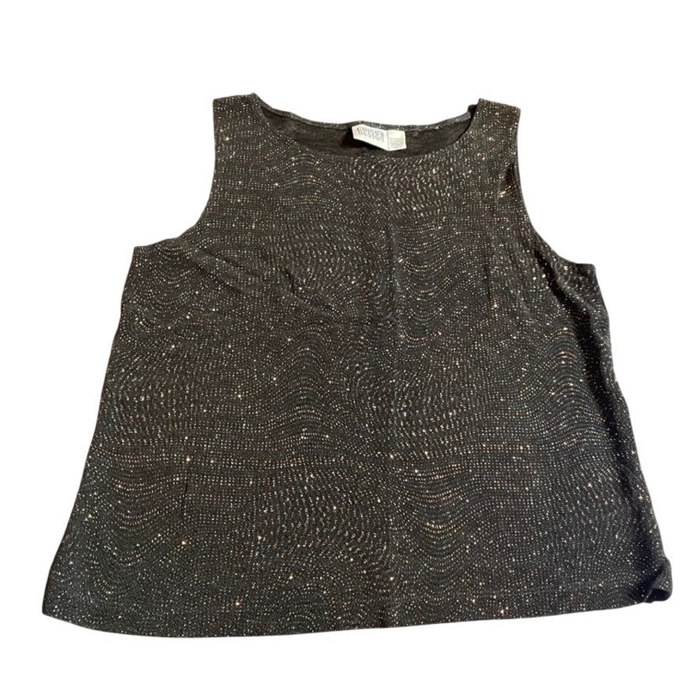 Chicos Design Women's‎ Black Sparkle Glitter Print Sleeveless Top Size 3 Large